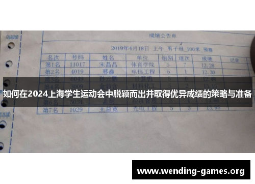 如何在2024上海学生运动会中脱颖而出并取得优异成绩的策略与准备